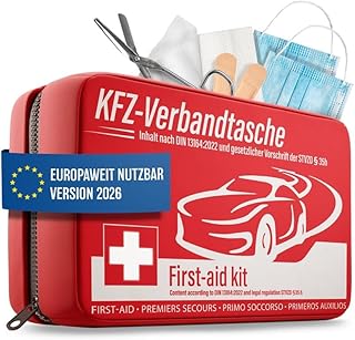 HELDENWERK KFZ Verbandstasche nach aktueller Norm 2026 – Europaweit Nutzbar – Erste Hilfe Set Aut…