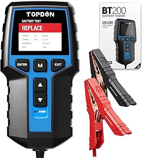 TOPDON Autobatterie Tester BT200, 12V 24V batterietester kfz 100-2000 CCA, batterie tester auto L…
