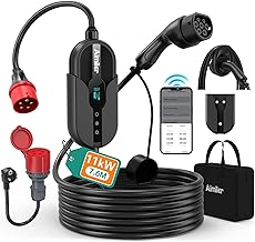 Wallbox 11kW mit App, 400V (8-16A) 3 phasig 7,6M Mobile Ladestation CEE Typ 2 Ladekabel IP66 OLED…