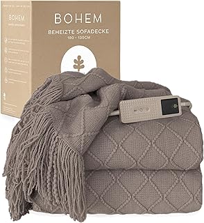 Groenland BOHEM Heizdecke 180 x 130 cm – Kuschelige Wärmedecke mit 9 Heizstufen & Auto-off-Tim…