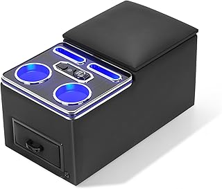Mittelkonsole Auto mit Ablagen Staufach, Upgrade Mittelkonsole Organizer Auto mit 7 Farben LED-Le…