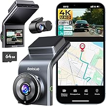 BOTSLAB 4K Dashcam Auto Vorne Hinten mit STARVIS 2 Sensor, WDR Dual-Kanal Dash Cam mit 64GB SD-Ka…