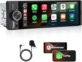 1 DIN Autoradio mit Wireless CarPlay & Android Auto, 6,36 Zoll Auto Radio mit Bildschirm, GPS Nav…