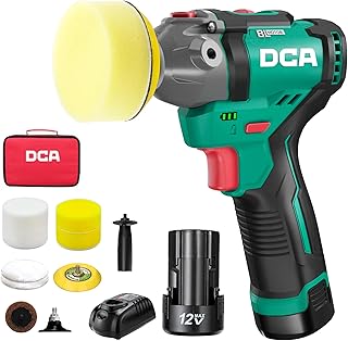 DCA Mini Poliermaschine Auto, 12V Akku Poliermaschine, 75mm Bürstenlose Auto Polierer und 50mm S…