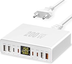 USB C Ladegerät Mehrfach 8-Port mit LED Anzeige, YSYFAD 200W GAN USB Ladestation PPS PD Type C N…