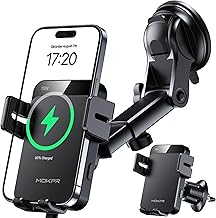 MOKPR Handyhalterung Auto mit Ladefunktion, 15W Handyhalterung Auto Induktives Laden für Entlüf…