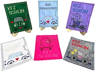 Personalisierte KFZ-Scheinhülle aus Filz – Bestickte Fahrzeugdokumentenmappe mit Wunschtext & …