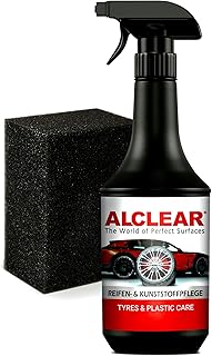 ALCLEAR 721RK Reifenglanz 1000 ml, mit Auftragsschwamm, seidenmatt, UV-Schutz, farbauffrischend,f…