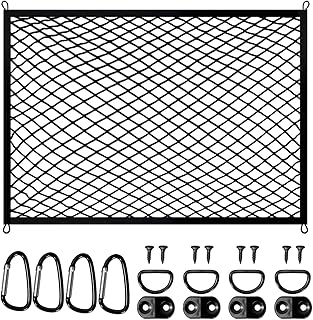 Gepäcknetz Elastisches Kofferraumnetz Heckklappennetz 80 x 60 cm Autogepäcknetz mit 4 Haken, 4 …
