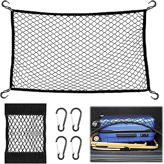 KASURE Gepäcknetz Auto, 80 X 100 cm Kofferraumnetz Mit 4 Karabinern, Kann Auf 144 X 180 cm Koffe…