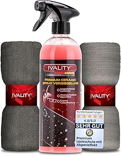 IVALITY Ceramic Versiegelung Auto 750ml mit Abperleffekt – Inkl. 2 Mikrofasertücher, Schützt …