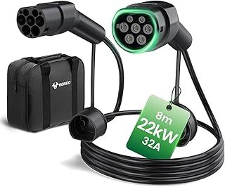 GONEO Typ 2 Ladekabel 22kW 8M, 3-Phasig 32A Mode 3 Schnellladekabel, IP54 TPU Abriebfest, Kompati…