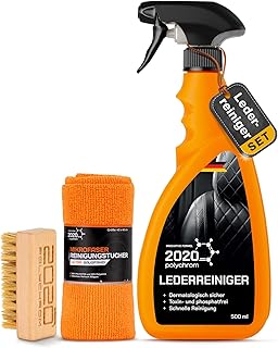 Lederreiniger Set – Auto Leder Reiniger mit Mikrofaser & Holzbürste mit Pferdehaar – Tiefenr…