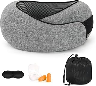Purecas Memory Foam Reisekissen Verstellbare Nackenstütze für Flugzeug, Zug & Auto, U-Shape Nac…