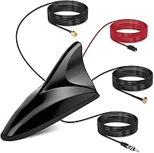 Autoantenne FM/DAB GPS Autoradio Antenne Haifischflosse mit 5 m Verlängerungskabel DIN/SMA/SMB S…