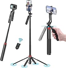 ULANZI Ausziehbarer 180cm Selfie Stick Quad Stativ Mit Bluetooth-Fernbedienung, 360° Rotation Al…