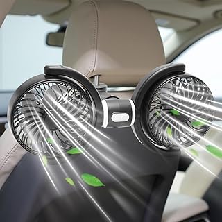 CEWROM Auto-Ventilator für Rücksitz, Rücksitzventilatoren, Verstellbare Doppelkopf USB Kühlun…