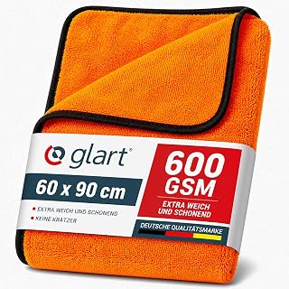 Glart 44WG Auto Trockentuch XXL 90×60 cm – Mikrofaser Poliertuch Orange – Großes Saug- und R…