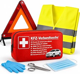 3 in 1- Set KFZ Pannenset geprüft 2026 & Autozubehör – Auto Erste Hilfe Set mit Verbandskasten …