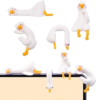 Gänse Figur als Dekoration für den Computermonitor, 4 Stück Mini Gänse Figuren aus Kunstharz …