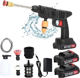 Cordless Pressure Washer,24V Cordless Pressure Cleaner Kit mit 1500mAh Batterie 3 Düsen, Tragbar…