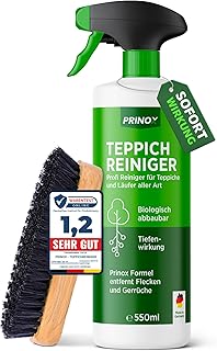 PRINOX Profi Teppichreiniger 550ml – Teppichboden Reiniger inkl. Teppich Bürste, schäumend für…