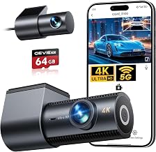 Dashcam Auto Vorne Hinten 4K+1080P, 5.8GHz WLAN mit 64GB SD Karte | G-Sensor, Mini Dashcam Auto m…