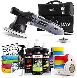 Poliermaschinen Set: chemicalworkz DA9 Exzenter Poliermaschine + Sonax Politur Set + Royal Pads P…