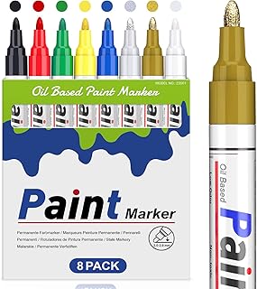 Permanent Marker Bunt Wasserfeste Stifte, 8 Farben Wasserfester Steine Bemalen Wasserfest Glassti…