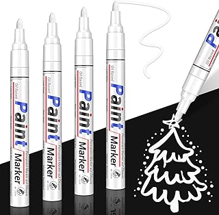 SAKEYR Permanent Marker Wasserfester Stift, Lackmarker, 4er-Packung Lackstift weiß, Schnell Troc…