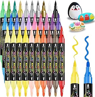 WINSONS Acrylstifte 30 Farben, Ungiftig, Permanent Marker für Handarbeit | Doppelspitzig, wasser…