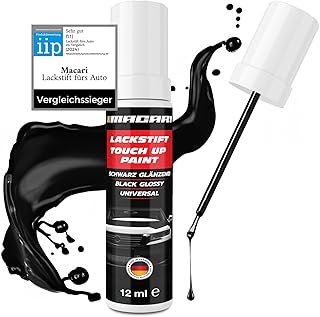 Macari 12 ml Lackstift Schwarz Glänzend. Lacktupfer Auto Lackstift Retuschierstift zur Kratzerre…