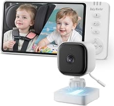 Baby Kamera Auto: 5″ HD Kabelloser Baby Monitor mit Infrarot-Nachtsicht und Temperaturanzeige Bat…