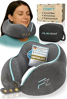 FLOWZOOM Comfy Nackenkissen Flugzeug & Auto – Einstellbares Memory Foam Reisekissen mit flexiblen…