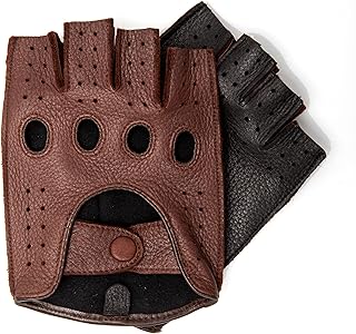 Hirschleder Herren Auto-Handschuhe, handgenäht, fingerlose Autofahrerhandschuhe, ungefüttert, z…