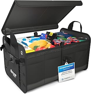 ATHLON TOOLS Premium Kofferraumtasche mit Deckel – 60 Liter XXL Kofferraum-Organizer – Extra stab…