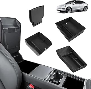 [4 Stück] GAFAT Neu Tesla Model Y Juniper 2025 2026 Mittelkonsole Aufbewahrungsbox-Set, 2 Organi…