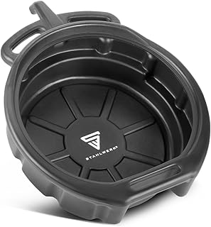 STAHLWERK Ölauffangwanne mit Abfüllstutzen 10 l | Flache, runde Auffangwanne | Ölwanne | Ölwe…