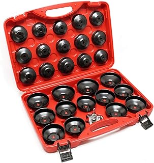 Wiltec Ölfilterkappen Set 29-teilig, Ölfilterschlüssel 65-105 mm, inklusive Ölfilterspinne, i…