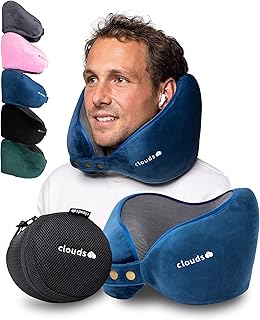 CLOUDS Nackenkissen Flugzeug & Auto – Einstellbares Memory Foam Reisekissen in 2 Größen für …