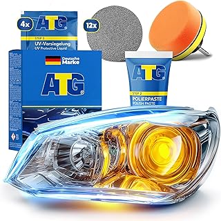 ATG® Scheinwerfer Aufbereitung Set – Universal Auto Scheinwerfer Polierset für matte & blinde S…