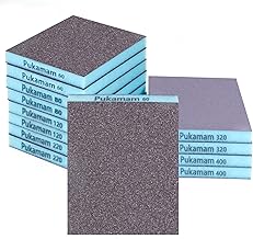 12 Stück Schleifschwamm Trocken & Nass Schleifpapier 60/80/120/220/320/400 Körnung Grob- Fein S…