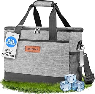 Kühltasche 33L+14h Kühlung Thermoisoliert Tragbar Faltbar Wasserdicht Groß Picknicktasche für…