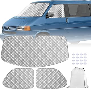 Sonnenschutz Auto Frontscheibe für VW T4, 3PCS Luxus Thermomatte Fahrerhaus, UV-Schutz Auto Wind…