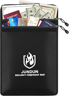 JUNDUN Feuerfeste Dokumententasche 5200°F (38x28cm) – 2 Taschen & Reflektorstreifen Feuerfeste T…